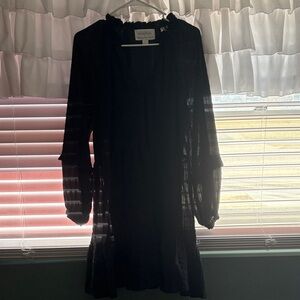 Anthropologie Black Sheer Midi Dress